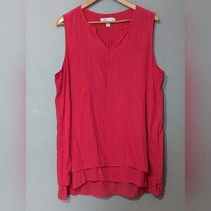 Cristina B Sleeveless V-neck Layered Tunic Top Boho Summer Flowy‎